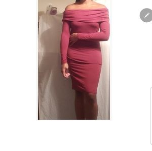 BOGO 2-$25, 3-$30 Burgundy OffShoulder Midi Dresss